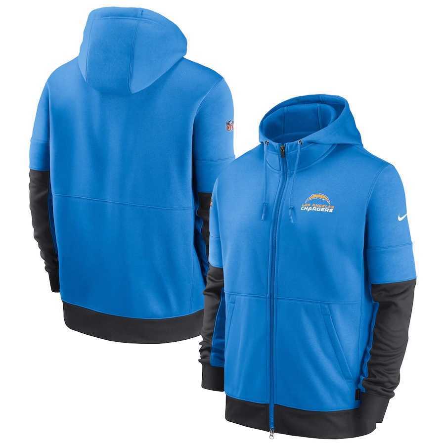 Men's Los Angeles Chargers New 2020 Nike Blue Black Fan Gear Mascot Performance Full Zip Hoodie,We sell and wholesale Men's Los Angeles Chargers New 2020 Nike Blue Black Fan Gear Mascot Performance Full Zip Hoodie on line form chian!